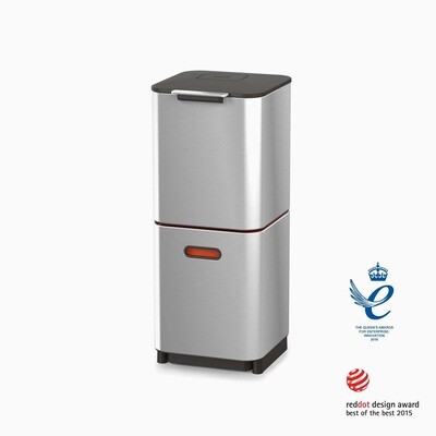 Totem Compact Waste &amp; Recycling Bin, უჟანგავი ფოლადი, 40ლ.