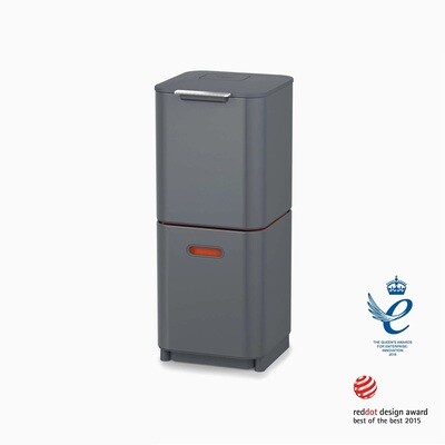 Totem Compact Waste &amp; Recycling Bin, ნაცრისფერი, 40ლ.