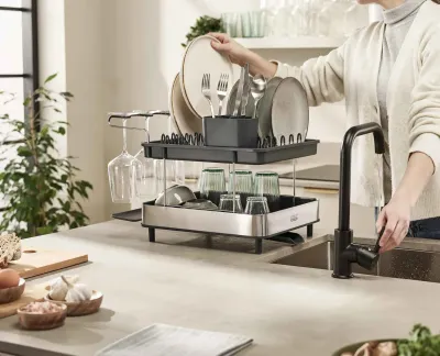 Excel™ ჭურჭლის საშრობი ორ დონიანი, უჟანგავი ფოლადი