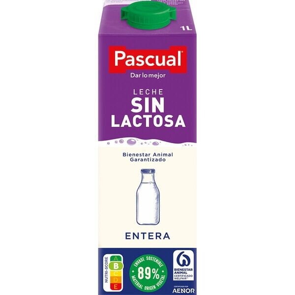 Leche Pascual Brik entera Sin Lactosa 1 litro