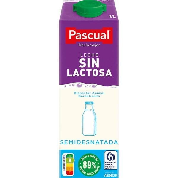 Leche Pascual Brik semidesnatada Sin Lactosa 1 litro