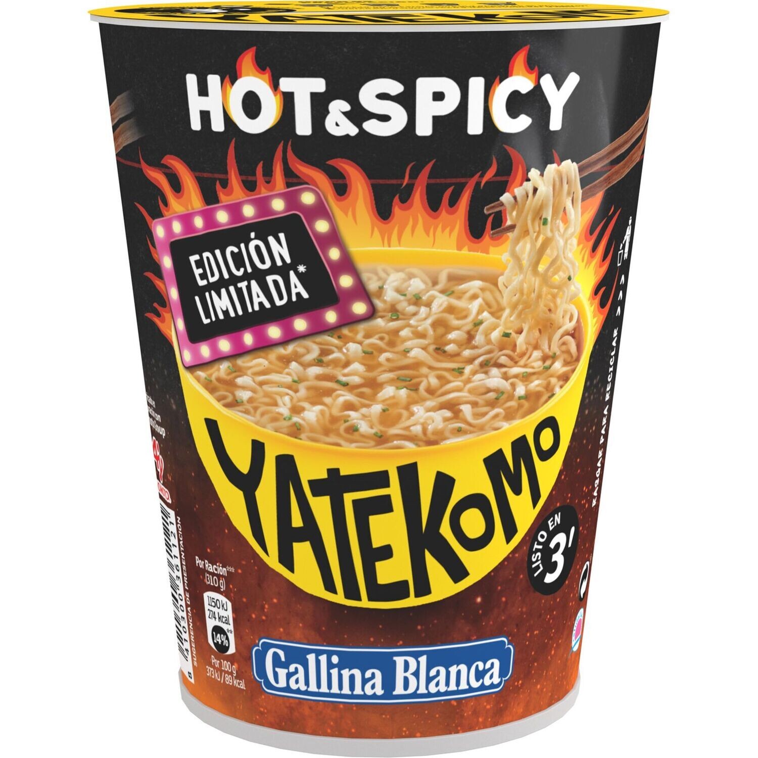 Yatekomo Hot &amp; Spicy Gallina Blanca 60 g.