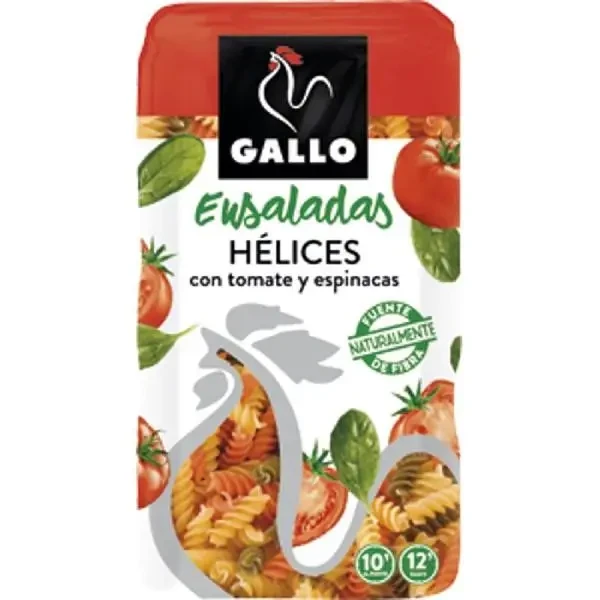 Pasta Hélices Tomate Espinaca Gallo 450 g