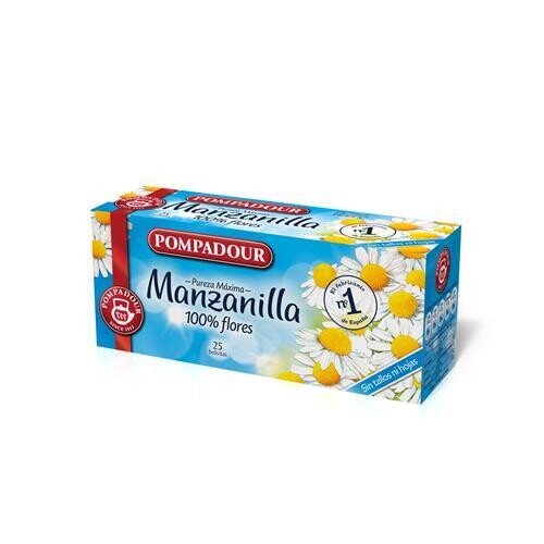 Manzanilla 100 % Flores 25 bolsitas Pompadour 27,5 gr.