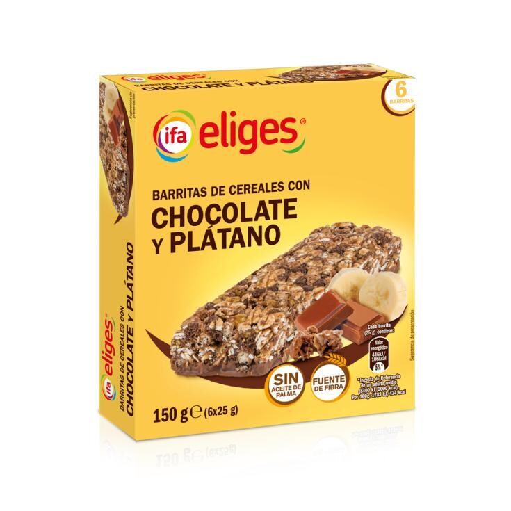 Barritas cereales chocolate y Platano IFA Eliges 150 gr