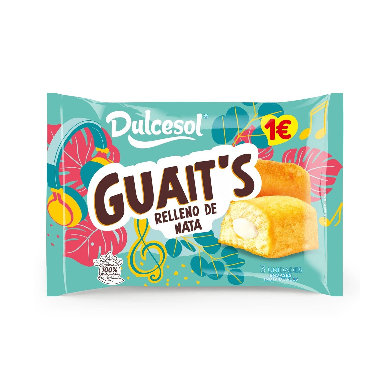 Guaits Relleno de Nata Dulcesol 3 uni. 135 gr