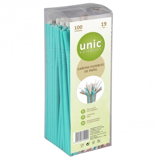 Cañitas Flexibles de Papel Unic 100 uni.