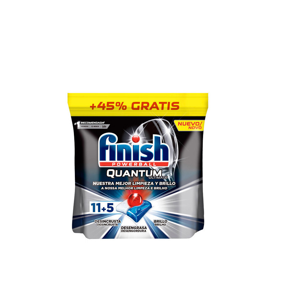 Pastillas para Lavavajillas Finish Quantun 16 uni. 200 gr