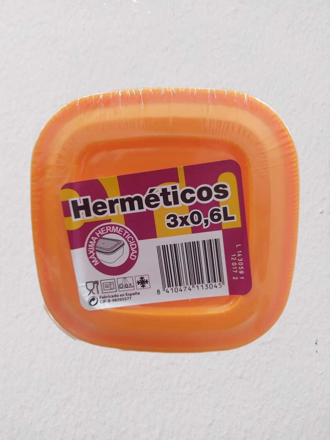 Hermeticos 3 uni. capacidad 600 ml
