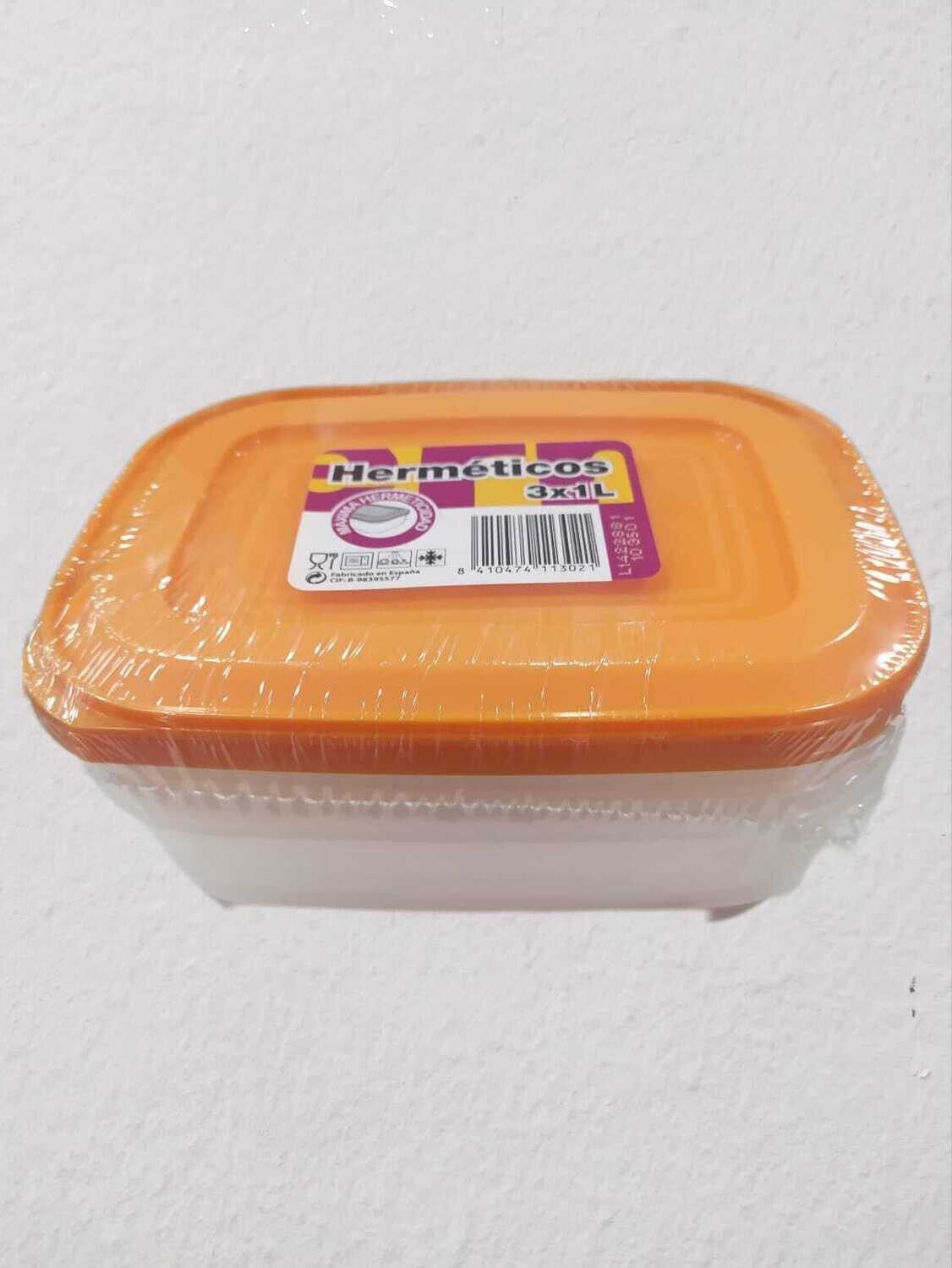 Hermeticos 3 uni. capacidad 1 litro
