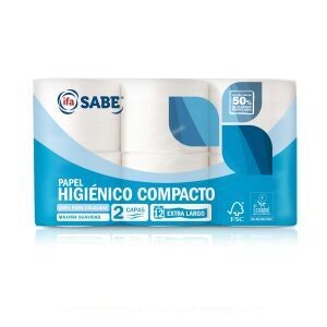Papel higienico Compacto IFA Sabe 2 capas 12 rollos Extra Largo