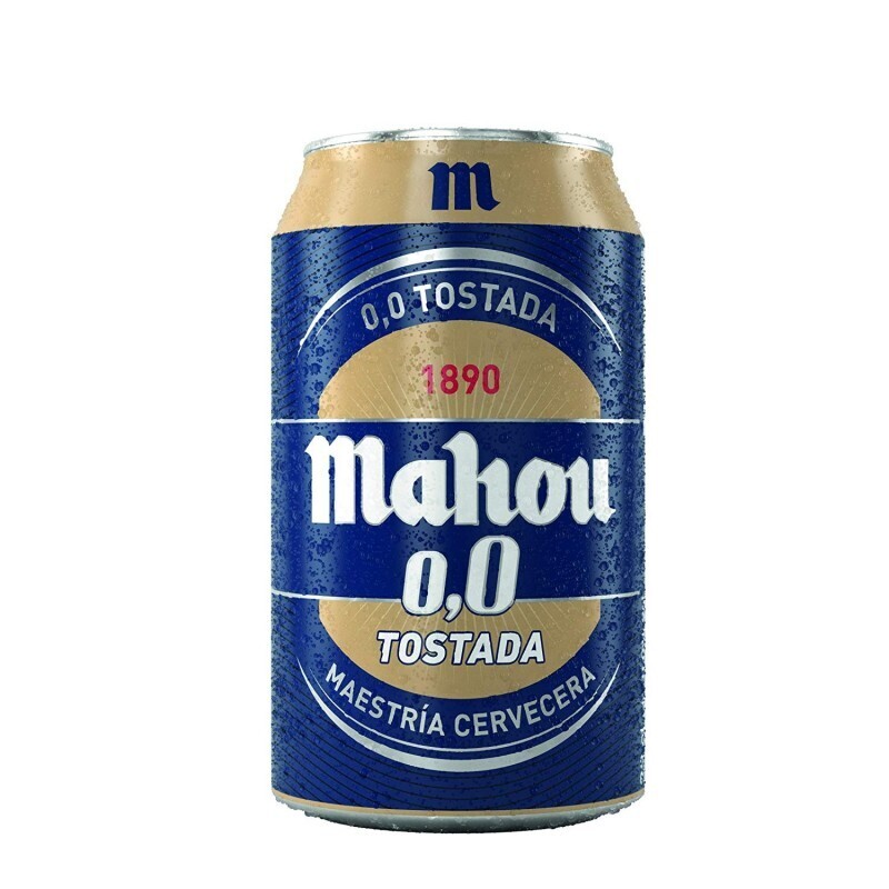 Cerveza tostada Mahou 0,0 sin alcohol lata 33 cl.