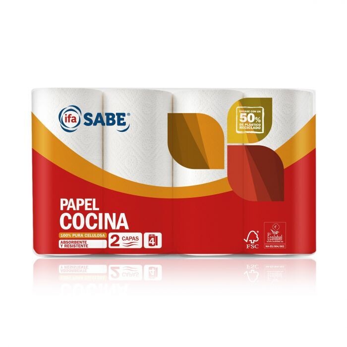 Papel Cocina IFA SABE 4 Rollos blancos 2 Capas 369 gr