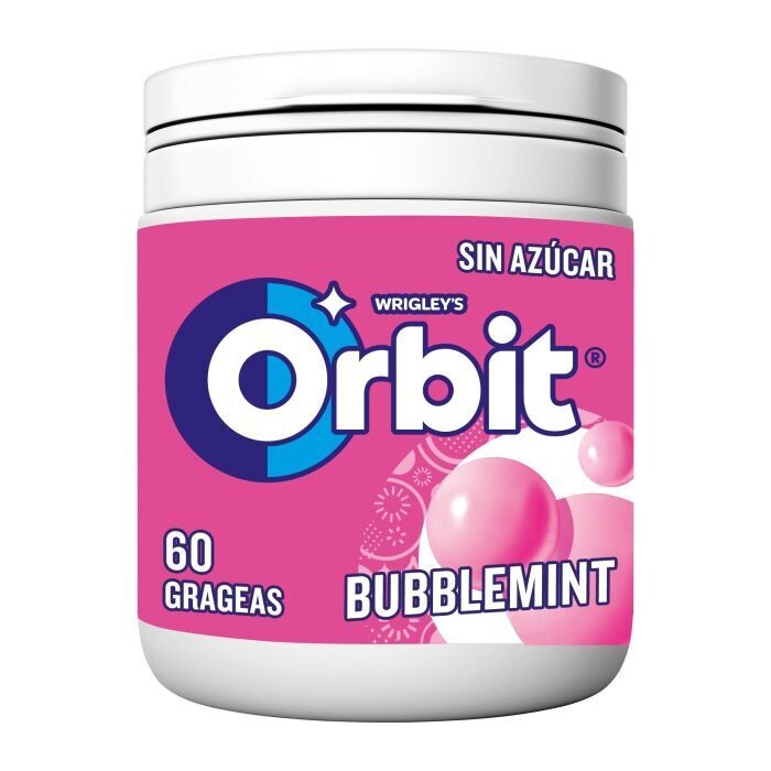 Chicle sin azúcar Orbit Bubblemint bote 60 grageas