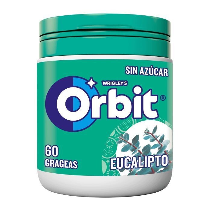 Chicle sin azúcar Orbit Eucalipto bote 60 grageas
