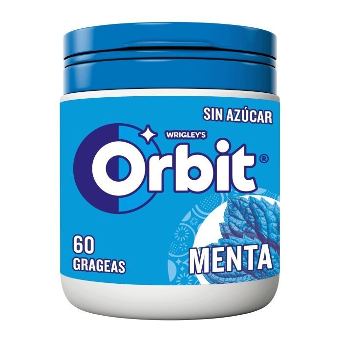 Chicle sin azúcar Orbit Menta bote 60 grageas