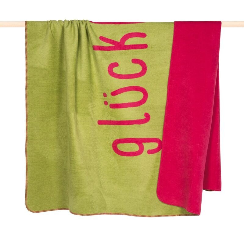 PAD Wende-Decke "glücklich", grün/pink