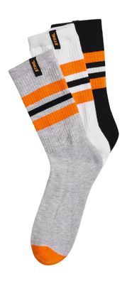 STIHL Socken 3er-Set STRIPES (schwarz / weiß / grau)