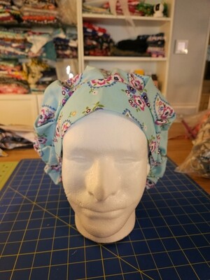 Blue Flower Paisely Satin Lined Bouffant