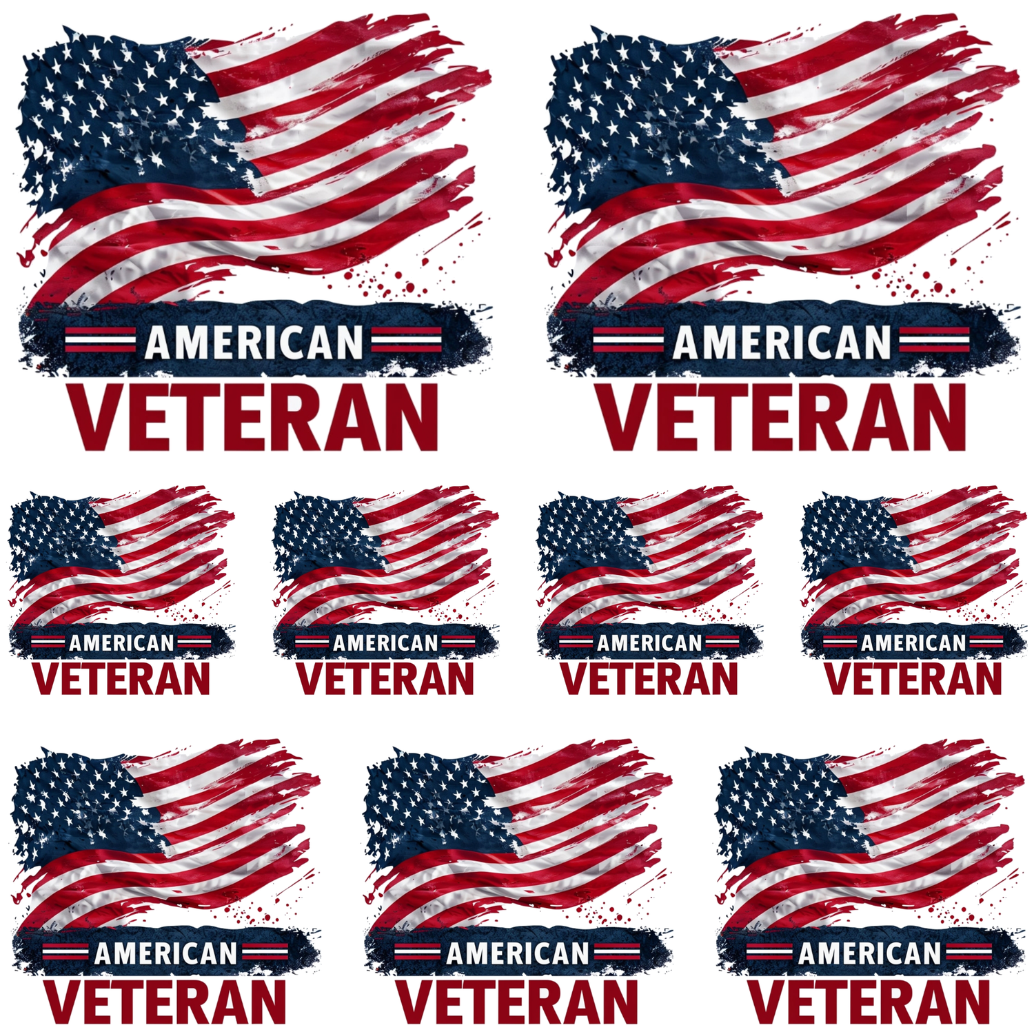 9pc American Veteran Waterproof Vinyl Stickers