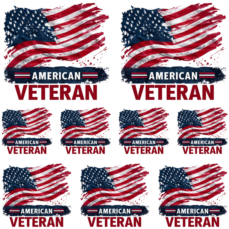 9pc American Veteran Waterproof Vinyl Stickers