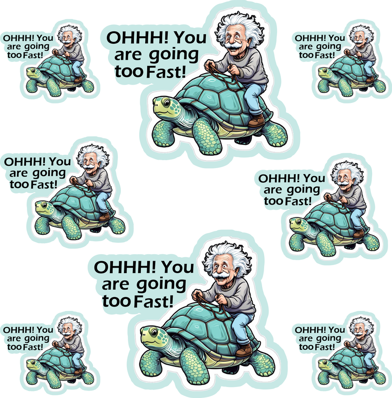 8pc Scientist Riding Fast Turtle Waterproof Vinyl Stickers