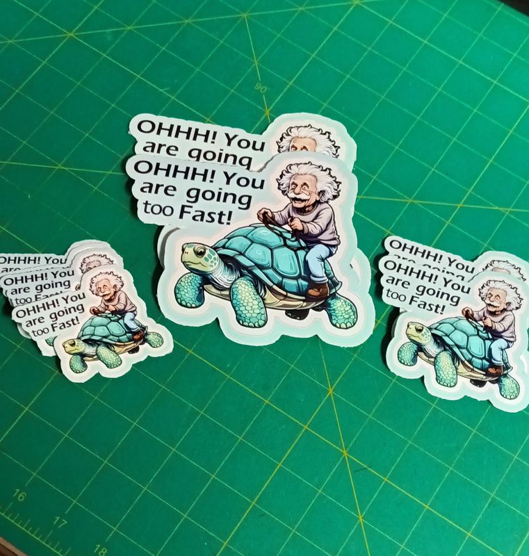 8pc Scientist Riding Fast Turtle Waterproof Vinyl Stickers