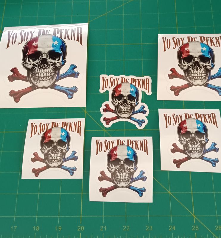 6pc Yo Soy De PFKNR PR Flag Skull Vinyl Decals Stickers