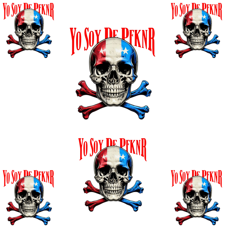 6pc Yo Soy De PFKNR PR Flag Skull Vinyl Decals Stickers