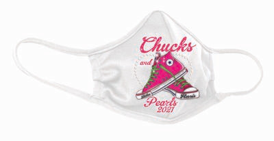 Chucks and Pearls Mask, Color: White/Pink