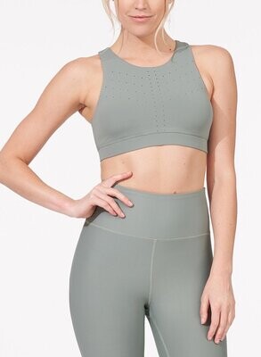 Define Perforated Bra Top: Moss