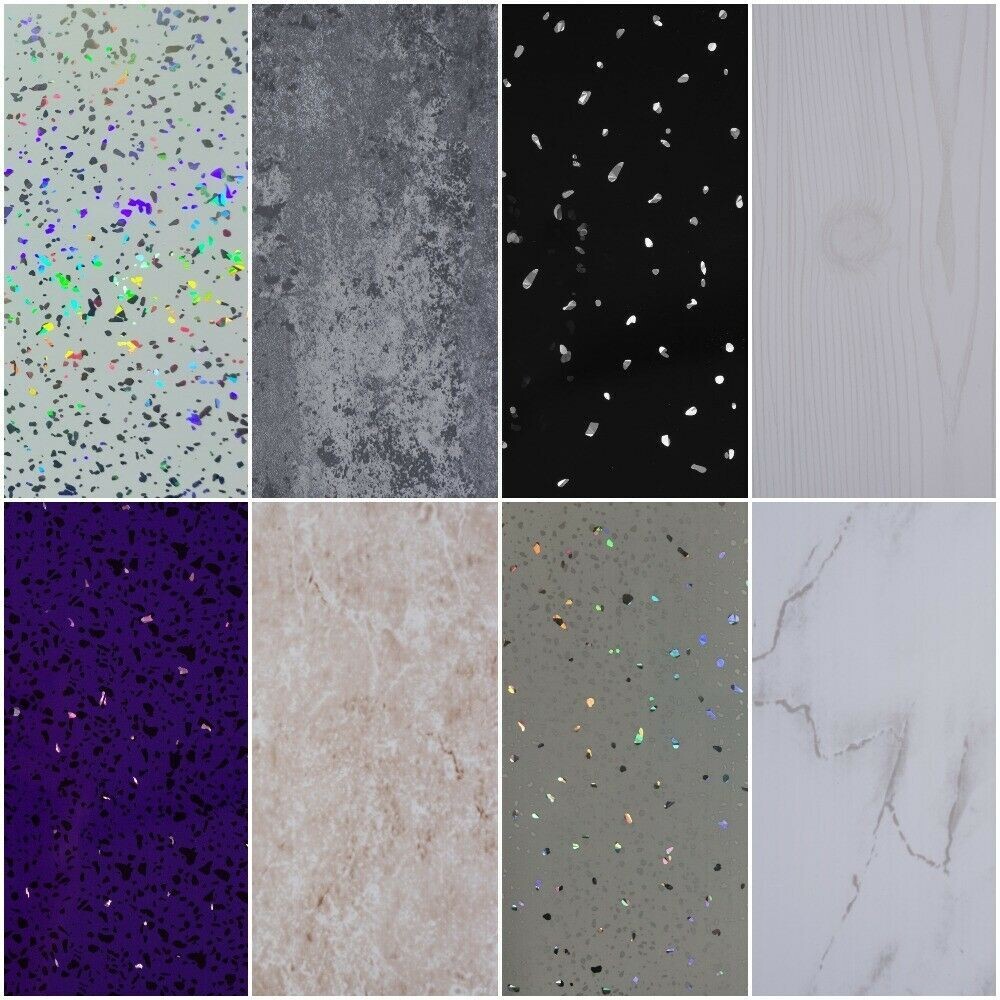 10 White Black Grey Sparkle &amp; Marble Shower Wall Panels PVC Bathroom Cladding