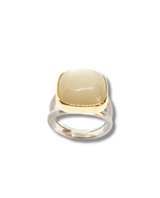 Ring aus Silber 925er & Gold 750er Mondstein