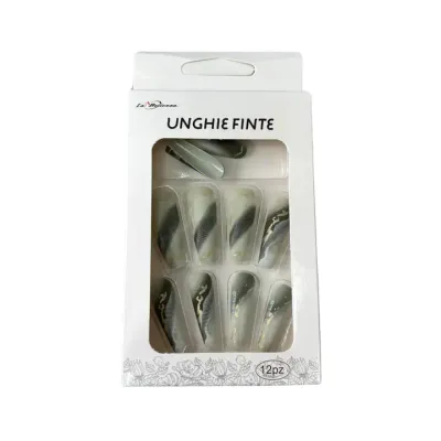 Faux ongles press on La Bellezza 12 ongles Gray matte marble