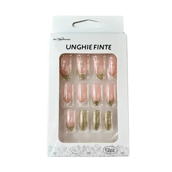 Faux ongles press on La Bellezza 12 ongles - Golden French