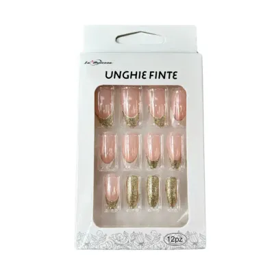 Faux ongles press on La Bellezza 12 ongles - Golden French