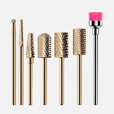 Kit Ensemble de forets à ongles en carbure d&#39;or (7 pièces)