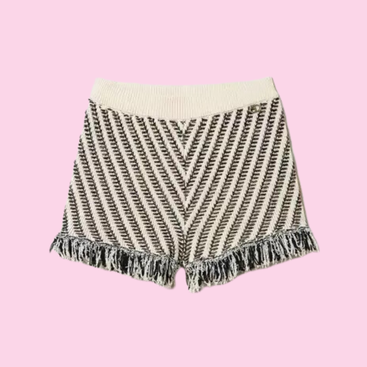 Twinset Jacquard Knit Shorts With Fringes, Maat: XS