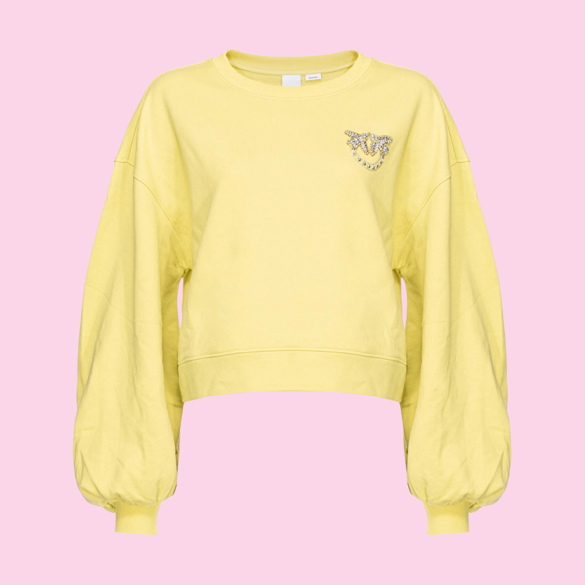 Pinko Boxy Sweatshirt With Love Birds Embroidery Yellow, Maat: XXS