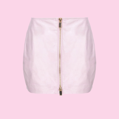 Pinko Mini Skirt In Laminated Vintage Leather