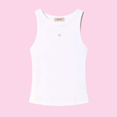 Twinset Ribbed Top Bianco