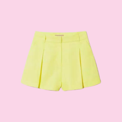 Twinset Linen Shorts Celandine Yellow