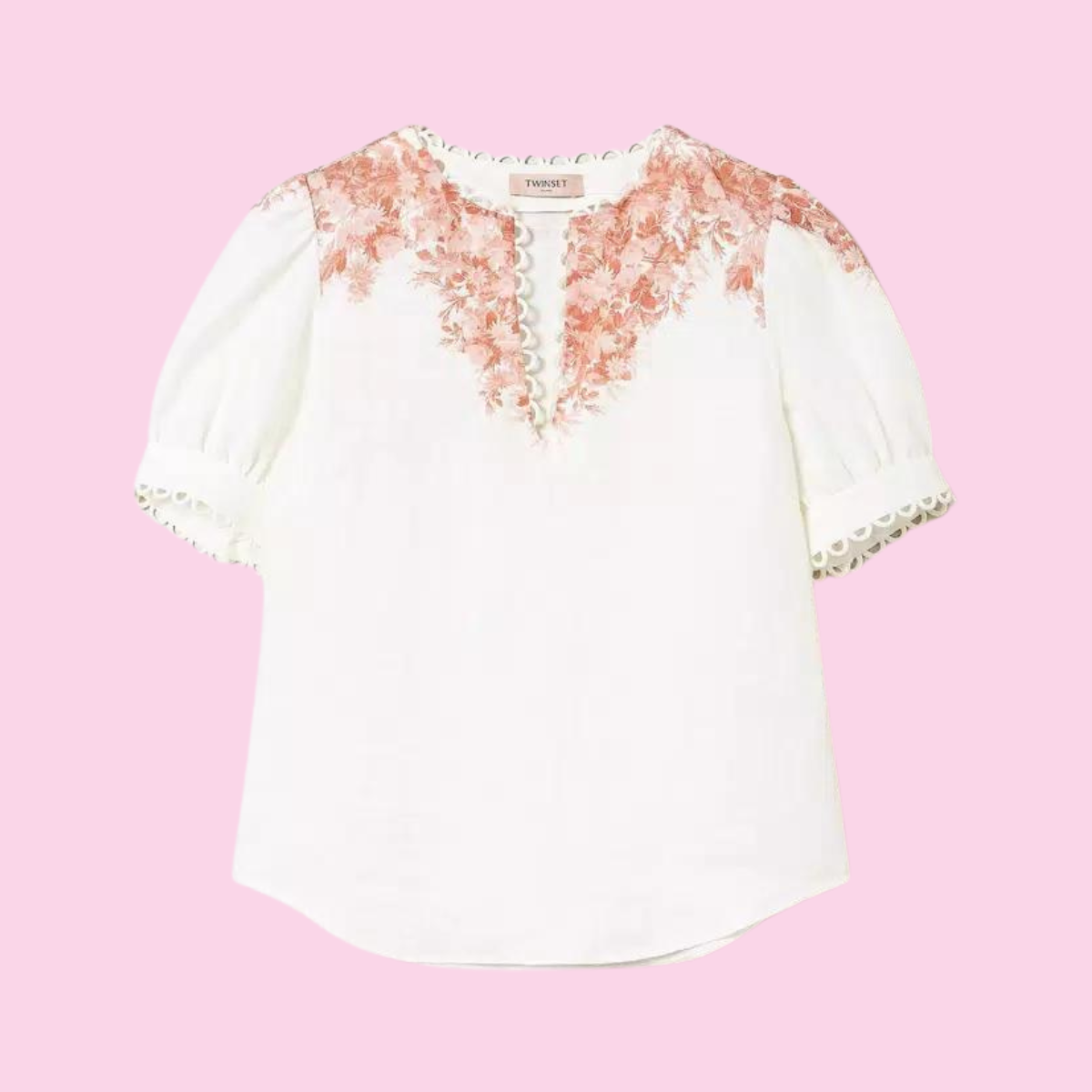 Twinset Linen Blouse With Floral Print, Maat: IT40