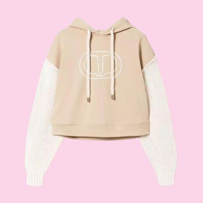 Twinset Hoodie With Knit Sleeves