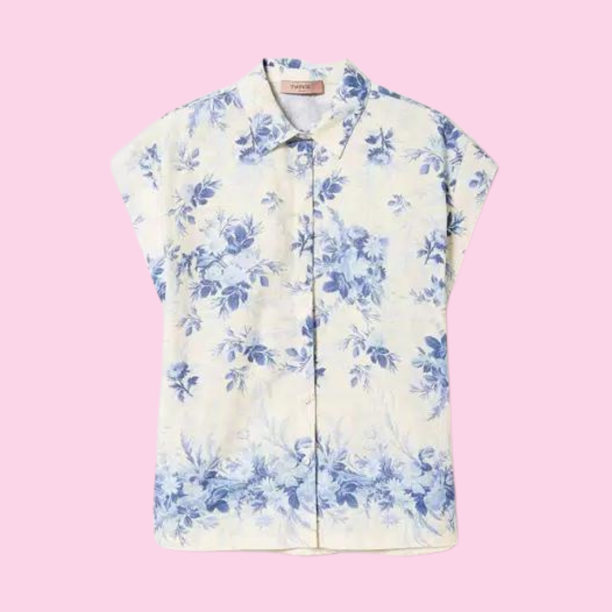 Twinset Linen Shirt With Floral Print, Maat: IT40