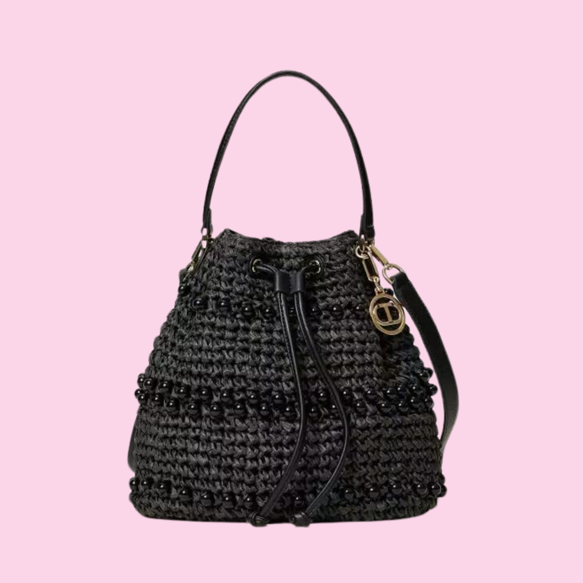 Twinset Crochet Raffia Bucket Bag, Maat: One Size