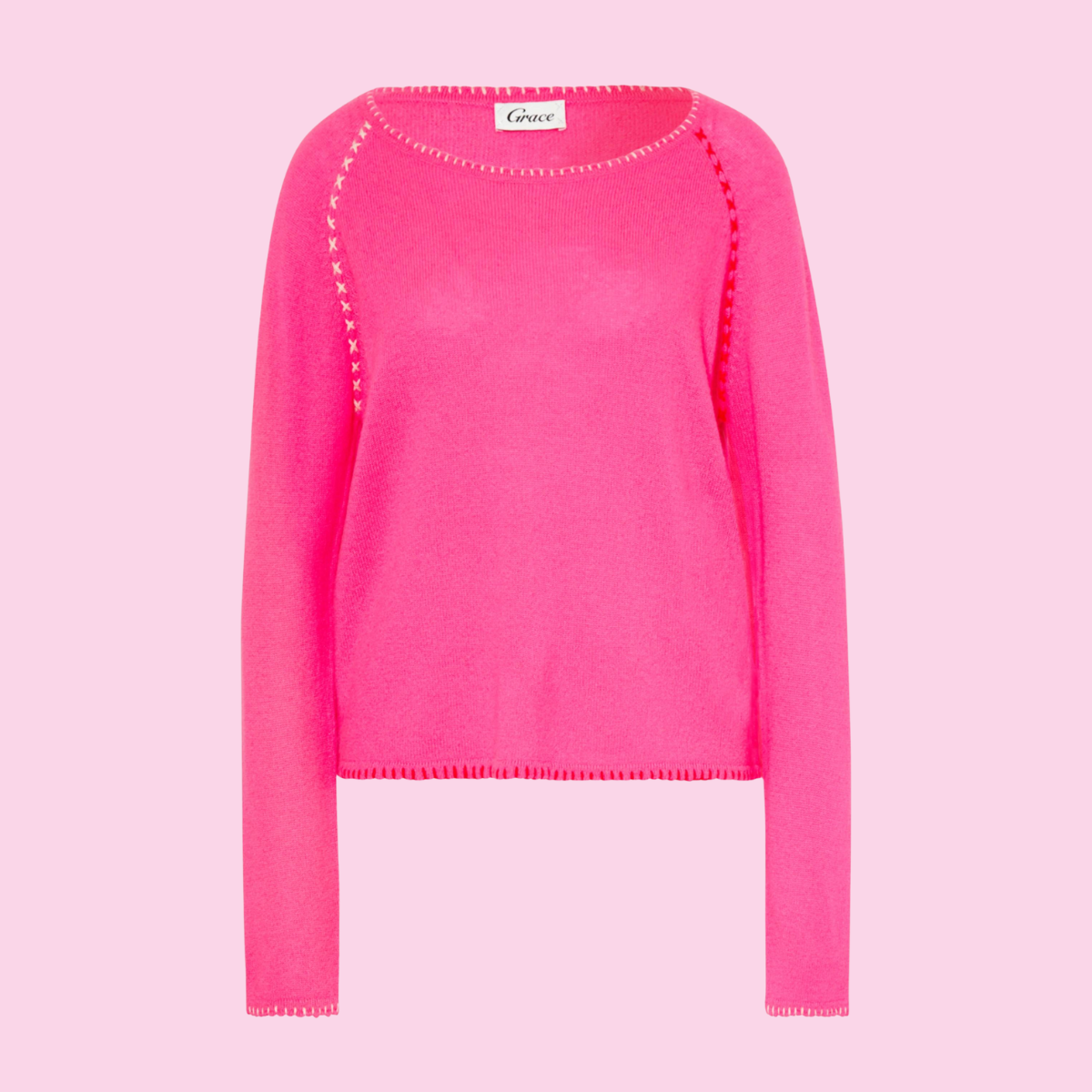 Grace Neon Pink Fine Knit, Maat: XS
