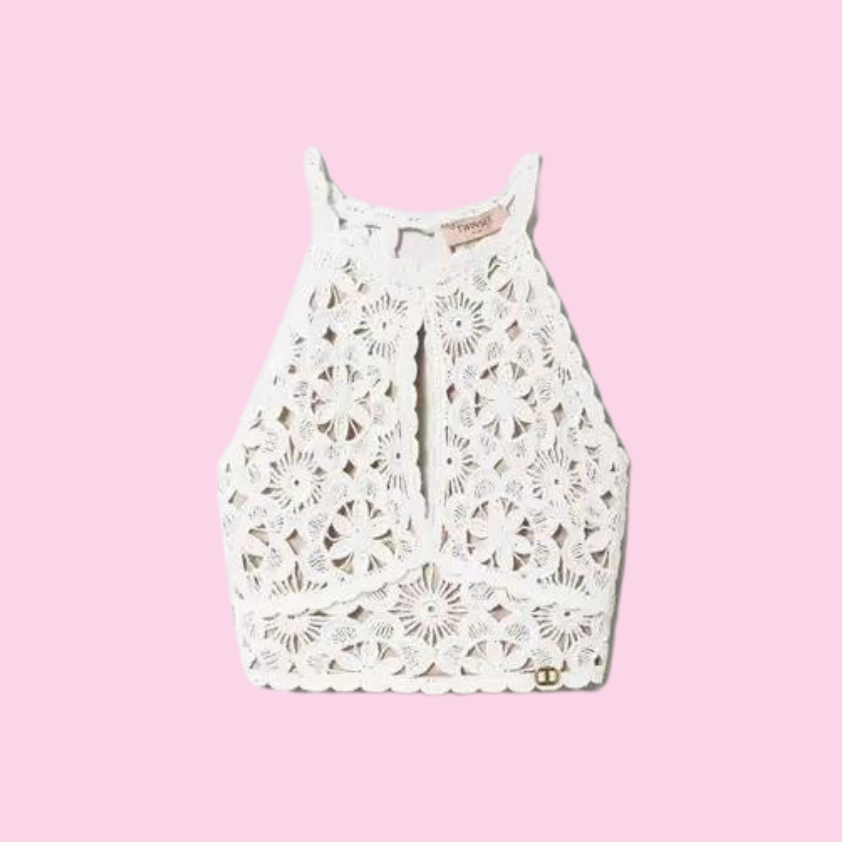 Twinset Floral Crochet Top White