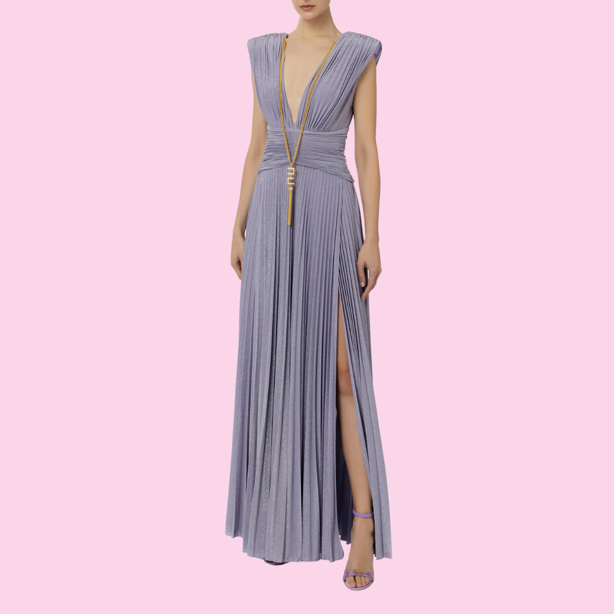 Elisabetta Franchi Purple Lurex Dress