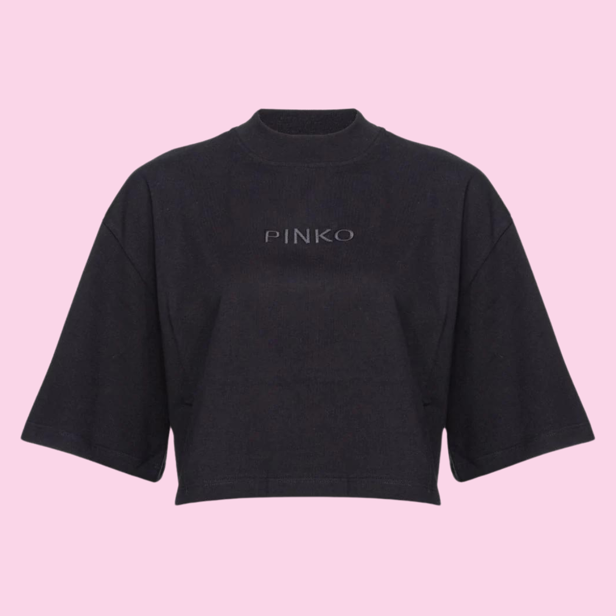Pinko Cropped Logo T-Shirt Black